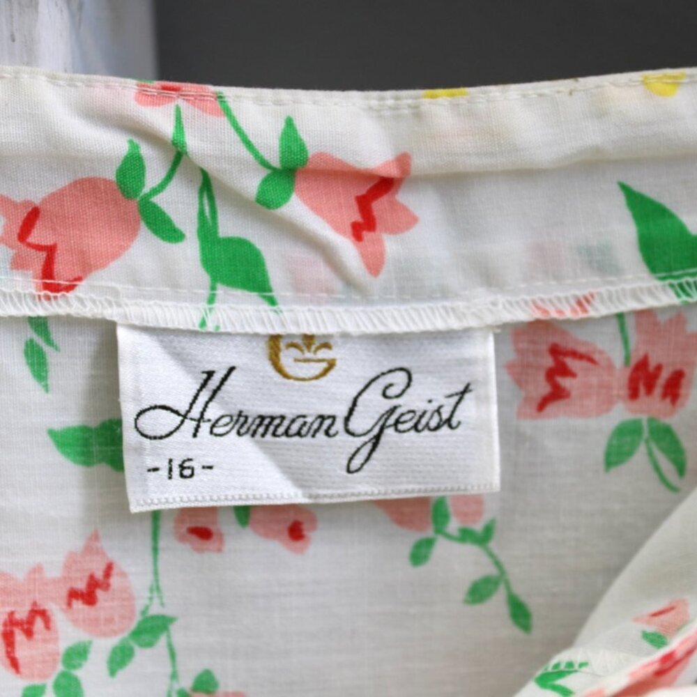 Herman Geist VTG White Grasshopper Floral Print Button Down Midi Skirt Size XL - Picture 2 of 7